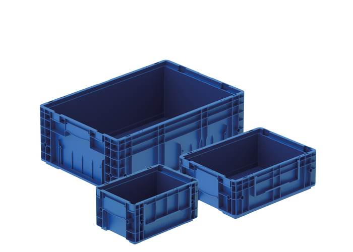 Niebieskie skrzynki plastikowe do warsztatu od producenta bekuplast