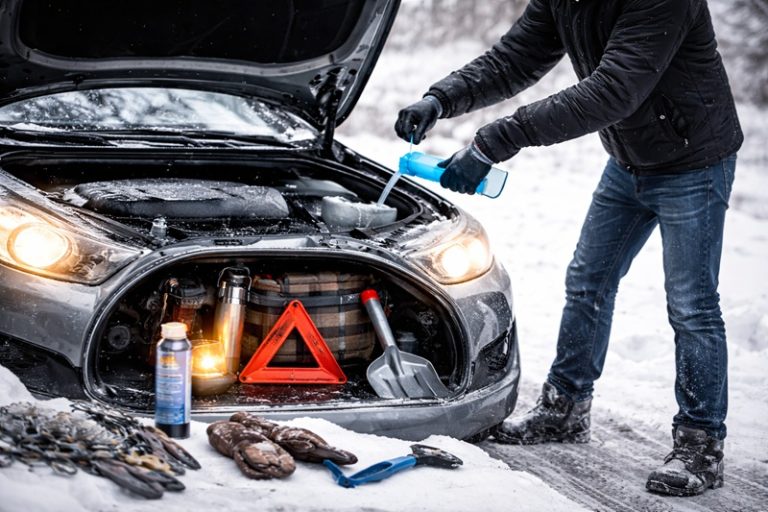 Przygotowanie samochodu na zimę – auto gotowe do świątecznej podróży na zaśnieżonej drodze