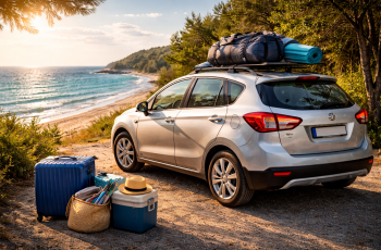 samochód na wakacyjnej trasie droga krajobraz podróż autem