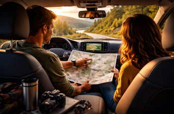 planowanie road trip mapa samochód podróż widok trasy