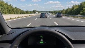 Tempomat adaptacyjny ACC podczas jazdy samochodem po autostradzie