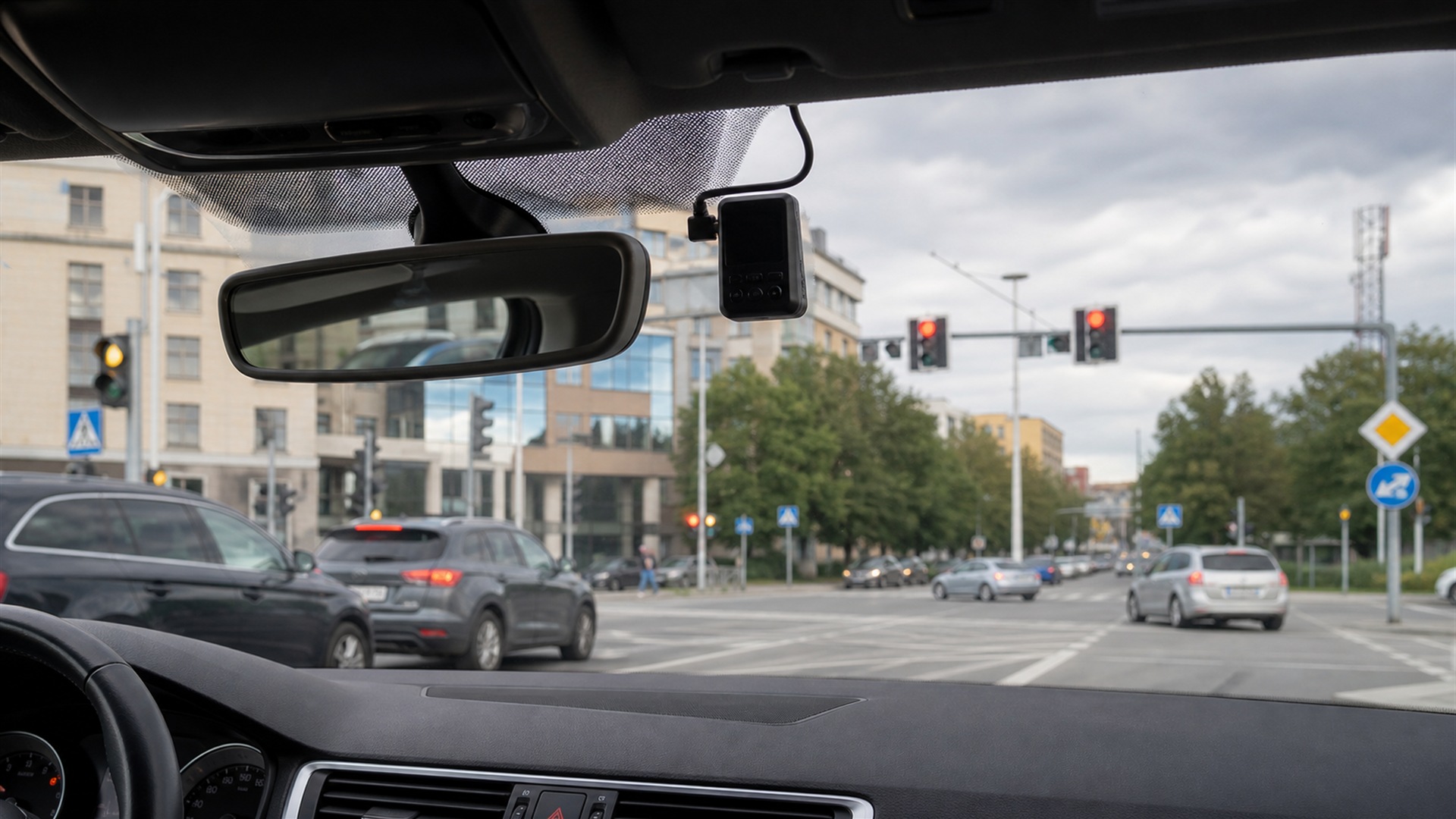 Kamera samochodowa zamontowana przy lusterku wstecznym
