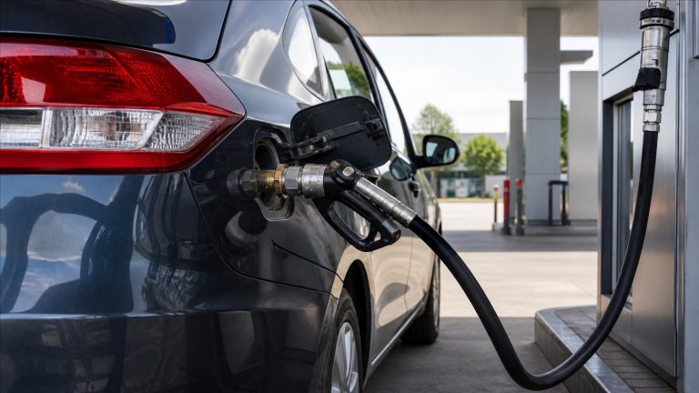 Koszt jazdy na LPG – samochód podczas tankowania gazu na stacji paliw