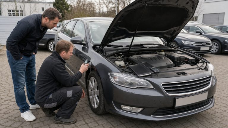 Samochód z Niemiec sprawdzany przez kupującego i mechanika