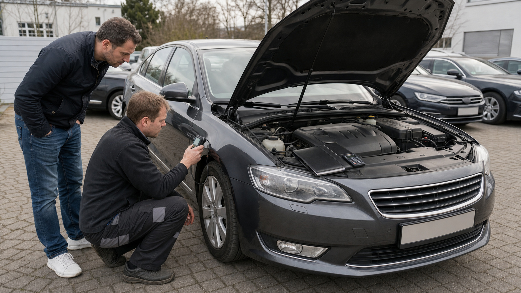 Samochód z Niemiec sprawdzany przez kupującego i mechanika